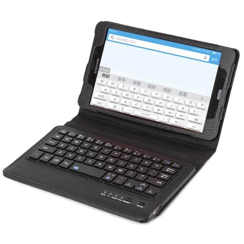 фото Чехол-клавиатура mypads для samsung galaxy tab a 2016 7.0 sm-t285/ t280 / t280n / t288 / t285c съемная беспроводная bluetooth в комплекте c кожаным чехлом и пластиковыми наклейками с русскими буквами