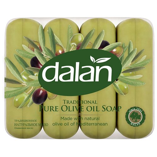 Мыло туалетное твердое Dalan Traditional 70г, Оливковое масло, набор 4шт (Турция)