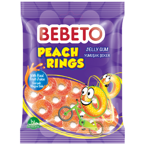 Жевательный мармелад BEBETO PEACH RS (Персиковые кольца) 1080 г.