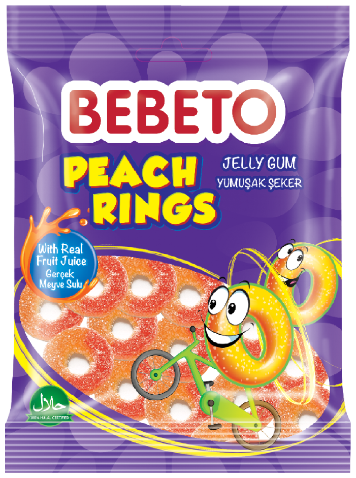 Жев. Мармелад BEBETO™ PEACH RINGS - 70 г.*12 шт. (Шоубокс) - фотография № 1