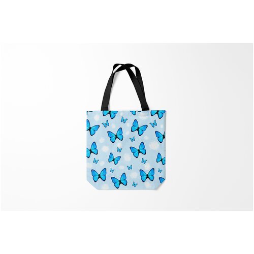 фото Сумка-шоппер / 40х40 см / девушкам / цветочки и бабочки с облаками burnettie