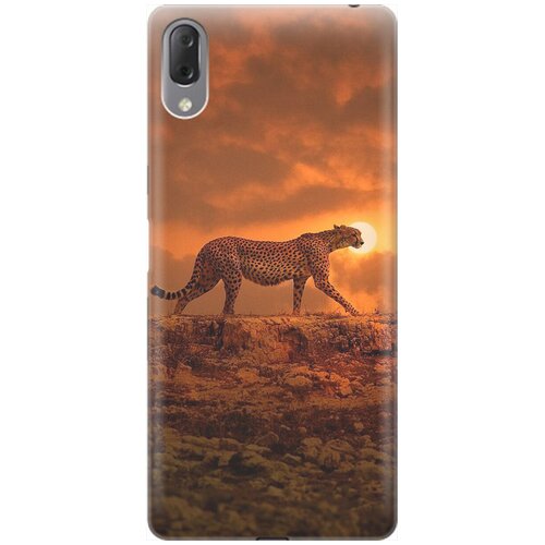 фото Силиконовый чехол на sony xperia l3 / сони иксперия л3 с принтом "закатный гепард" gosso