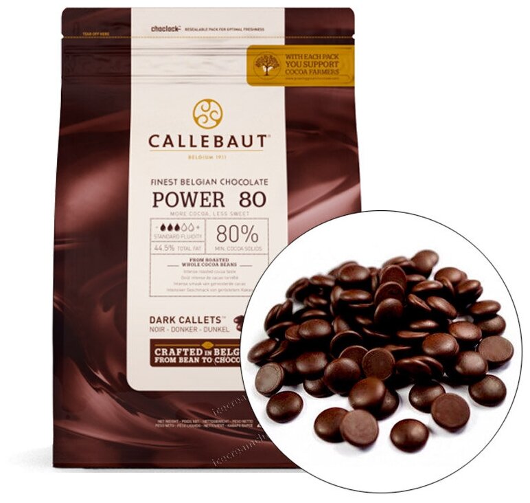 Шоколад Callebaut Горький «Power 80», 2.5 кг
