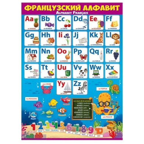 Плакат Французский алфавит, А2 учебный плакат французский алфавит а2