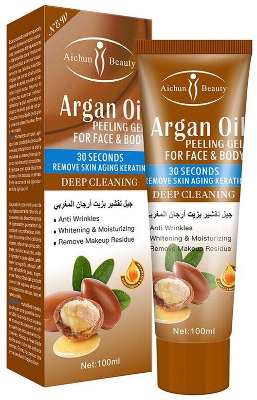Aichun Beauty, Пилинг-гель, скатка, для лица и тела Argan Oil против морщин Аргановое масло, 100 гр