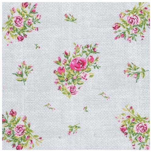 Скатерть Доляна Roses on linen 146х220 см, 100% хл, рогожка 164 г/м2