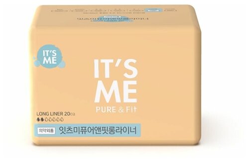 Прокладки женские гигиенические ежедневные, 2 капли Its Me Pure & Fit Long Pantyliner, 20 шт