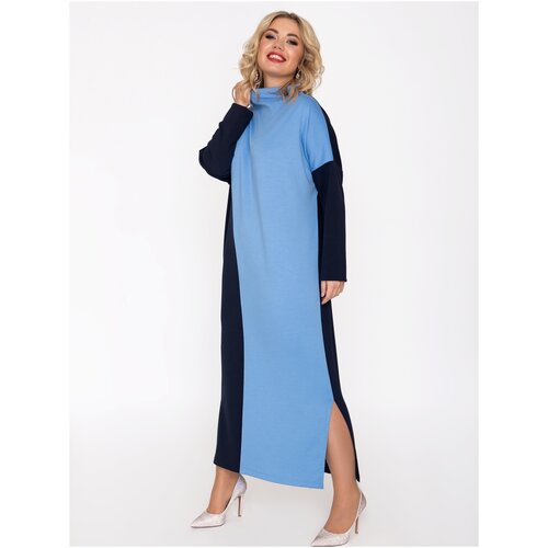 фото Платье with street "кенни2" oversize/свободное/макси/офис/повседневное/большие размеры/т.синий/голубой/трикотаж