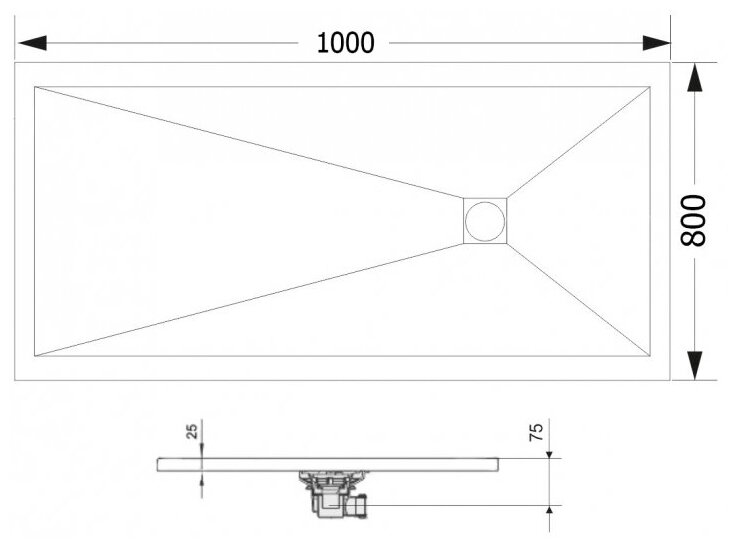 Душевой поддон RGW ST-G Stone Tray 80х100х2,5 графит 16152810-02 - фотография № 3