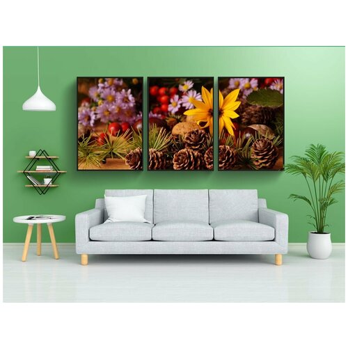 фото Набор модулных постеров для интерьера "композиция, растения, цветы" 60x90 см. в тубусе, без рамки lotsprints