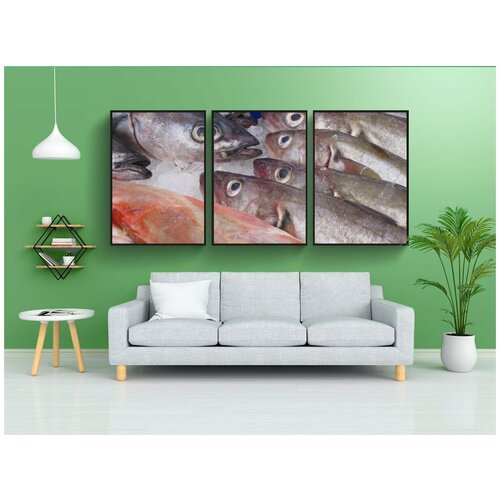 фото Набор модулных постеров для интерьера "рыбы, сельдь, копченый" 60x90 см. в тубусе, без рамки lotsprints