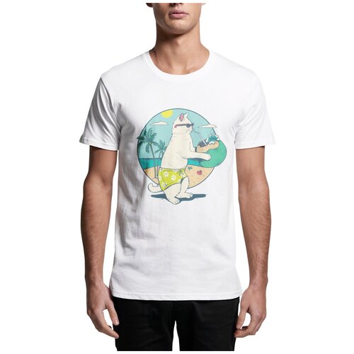 фото Футболка мужская "lazy cat", белая print it!