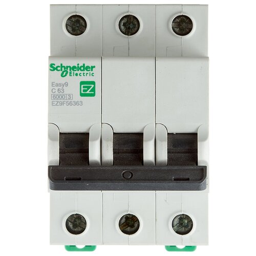 Автоматический выключатель Schneider Electric Easy9 (EZ9F56363) 3P 63А тип C 6 кА 220 В на DIN-рейку автоматический выключатель schneider electric easy9 ez9f56350 3p 50а тип c 6 ка 220 в на din рейку