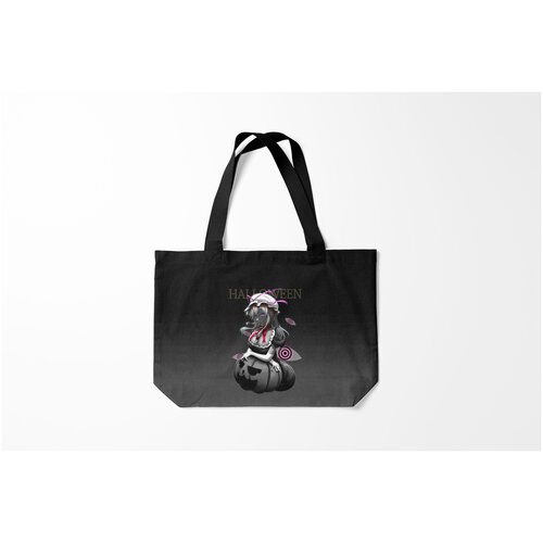 фото Сумка-шоппер / 46х35 см / праздники / хэллоуин черная ведьма с тыквой burnettie