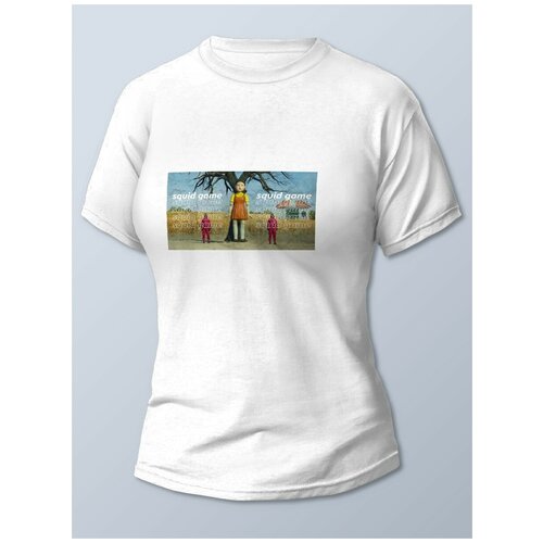 фото Футболка женская белая сериалы игра в кальмара (игра в кальмара, squid game) - 21764 brut-shop