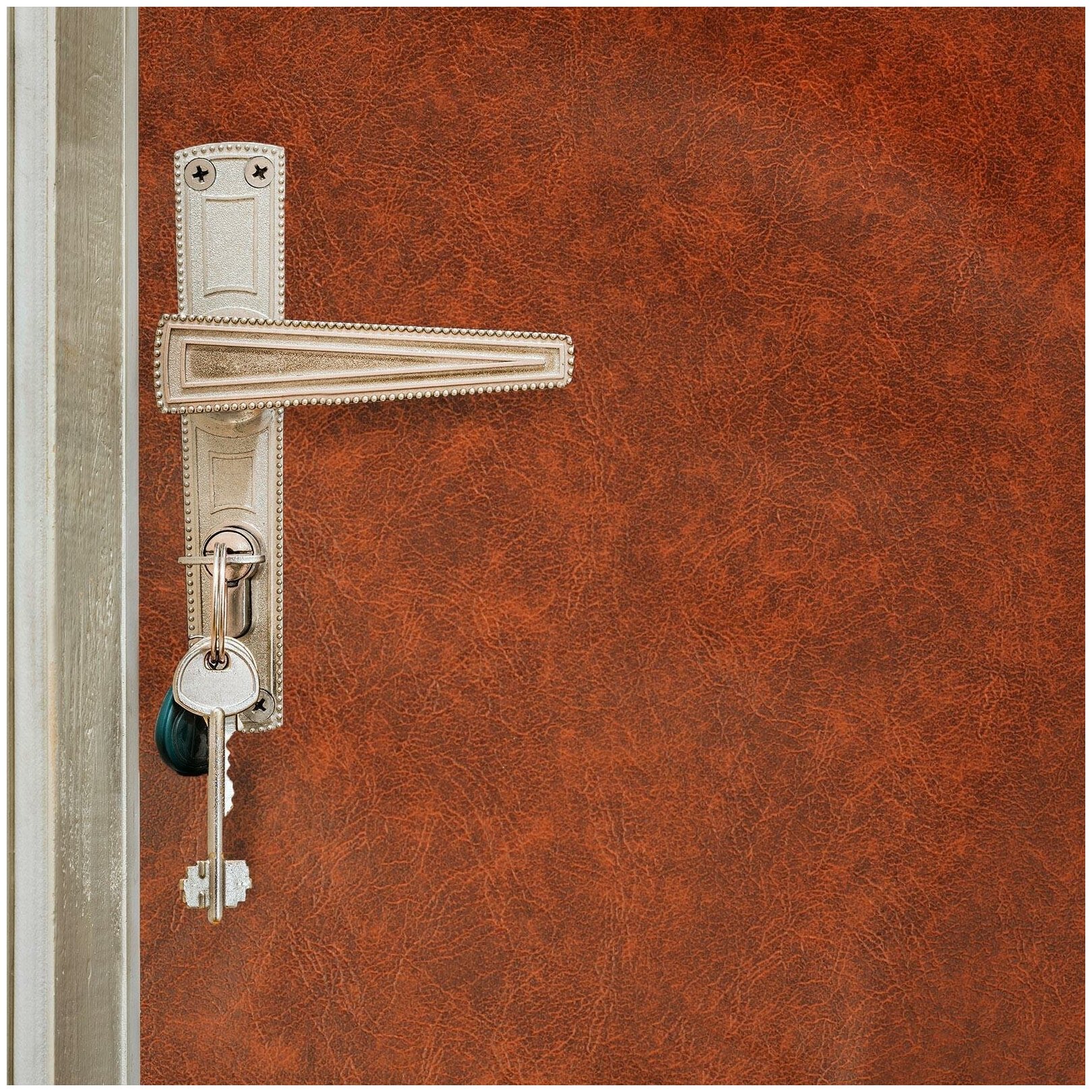 Комплект для обивки дверей 110 x 205 см: иск. кожа, поролон 5 мм, гвозди, струна, рыжий, "Рулон"