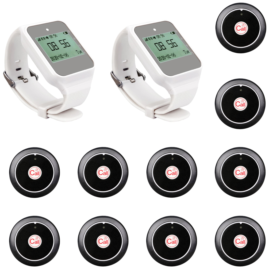 Система вызова персонала KROMIX SWB26-2 из 2 белых часов и 10 кнопок, радиус действия 150 м