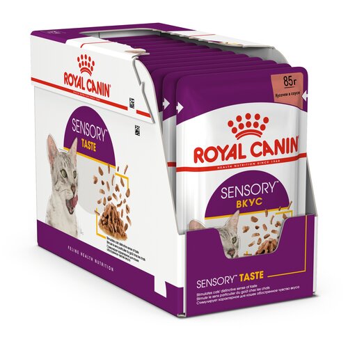 Влажный корм для кошек Royal Canin Sensory Taste стимулирующий вкусовые рецепторы 12 шт. х 85 г (кусочки в соусе) влажный корм для кошек royal canin sensory smell сенсори запах стимулирующий обонятельные рецепторы кусочки в желе пауч 85 г х 12 шт