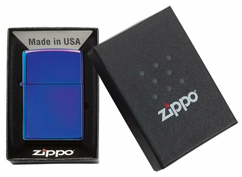 Зажигалка Zippo Classic с покрытием High Polish Indigo, 29899 бензиновая - фотография № 7