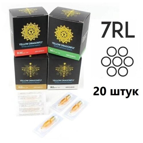 Тату картриджи YELLOW DRAGONFLY 3RS для тату и татуажа, 0.35 мм, 20 шт.