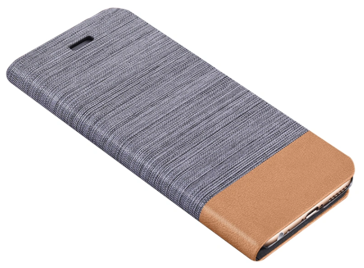 Чехол-книжка Чехол. ру для Realme C15 из водоотталкивающей ткани под джинсу с вставкой под кожу серый
