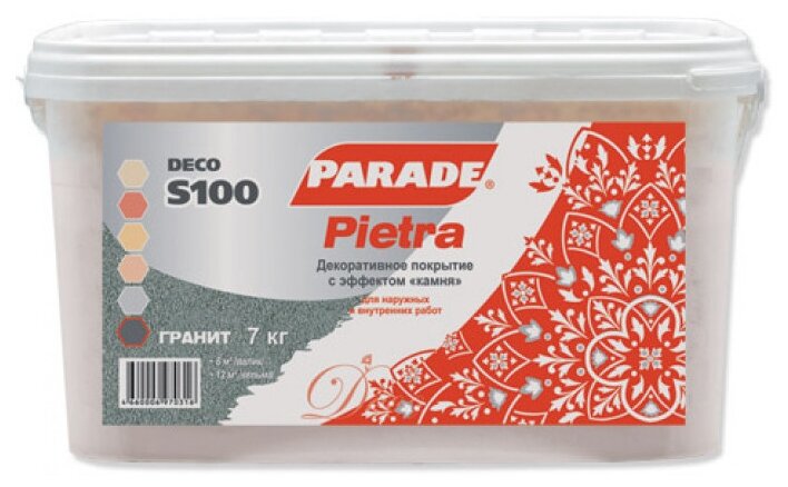 Декор. покрытие с эф. камня PARADE DECO Pietra S100 Гранит 7кг