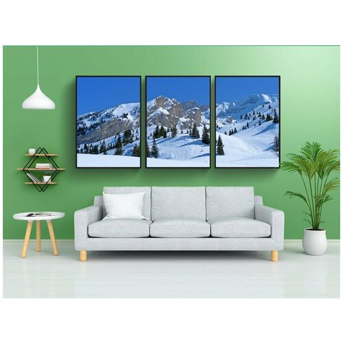 фото Набор модулных постеров для интерьера "пейзаж, природа, зима" 60x90 см. в тубусе, без рамки lotsprints