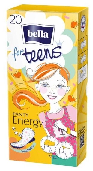 Ежедневные ультратонкие прокладки Bella for teens Panty Energy Deo, 20 шт