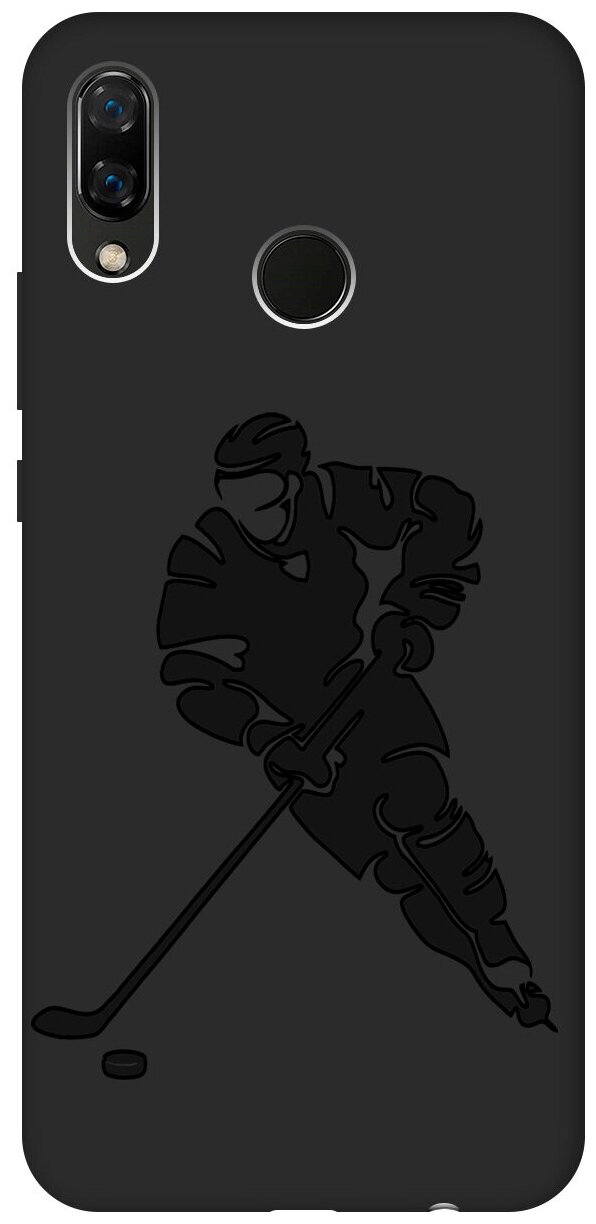 Матовый чехол Hockey для Huawei Nova 3 / Хуавей Нова 3 с эффектом блика черный