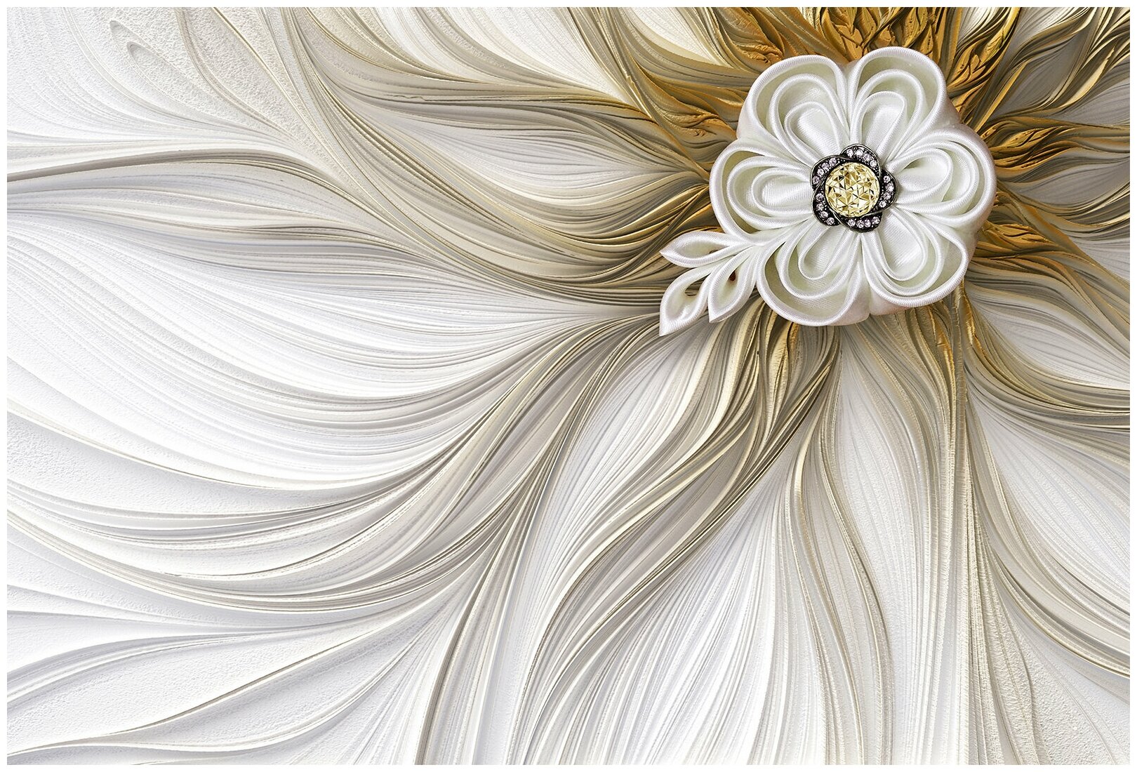 Фотообои виниловые на флизелиновой основе "Шелковый цветок 3D", Арт. 14-489, 400х270 см (ШхВ)