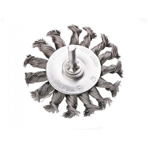 Щётка, витая стальная проволока №087 (100 мм; хвостовик 6 мм) для дрели атака 22419