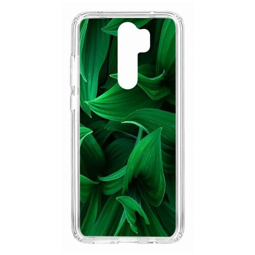 фото Чехол на xiaomi redmi note 8 pro kruche print grass/накладка/с рисунком/прозрачный/бампер/противоударный/ударопрочный/с защитой камеры кruче