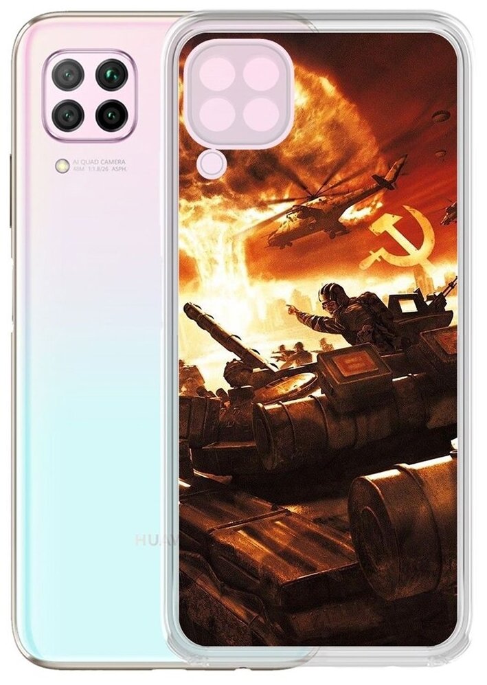 Чехол-накладка Krutoff Clear Case Красная Угроза для Huawei P40 Lite/Nova 6 SE/Nova 7i