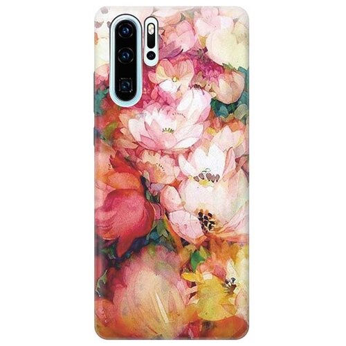 фото Ультратонкий силиконовый чехол-накладка для huawei p30 pro с принтом "яркие цветы" gosso