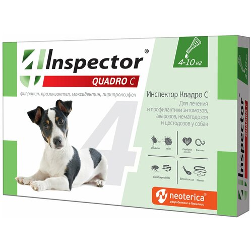 Inspector раствор от блох и клещей Quadro С для собак и кошек 1 шт. в уп., 1 уп.