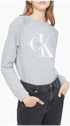 Свитшот Calvin Klein L светло-серый с белым крупным лого на груди