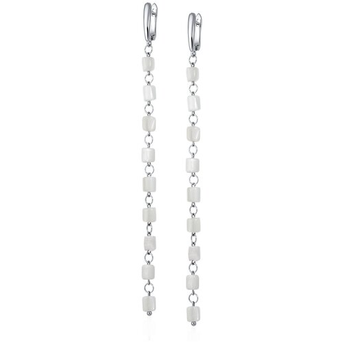 Серьги с подвесками L'attrice, перламутр, белый, серебряный длинные дизайнерские серьги с натуральным белым перламутром