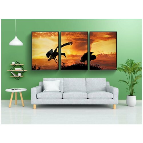 фото Набор модулных постеров для интерьера "аист, птица, цикония цикония" 60x90 см. в тубусе, без рамки lotsprints