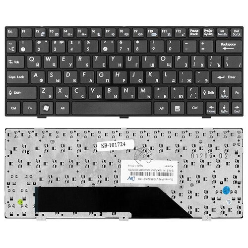 Клавиатура для ноутбука MSI U135 U135DX U160 U160DX U160DXH Плоский Enter Чёрная с чёрной рамкой PN V103622CK1 1100₽