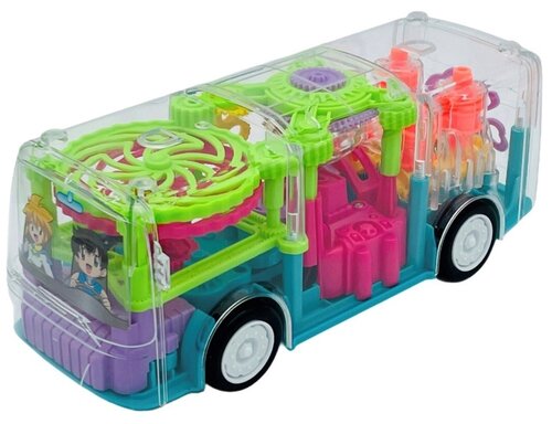 Прозрачная машинка-Автобус со световыми и музыкальными эффектами, детская, сверхпрочная.