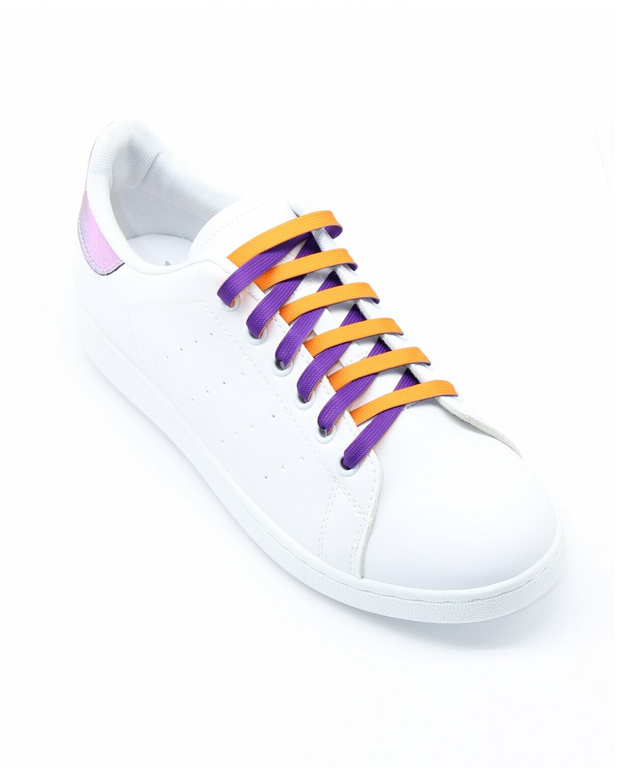 Двухцветные шнурки для обуви, оранжево-фиолетовые, длиной 120 см - фотография № 3