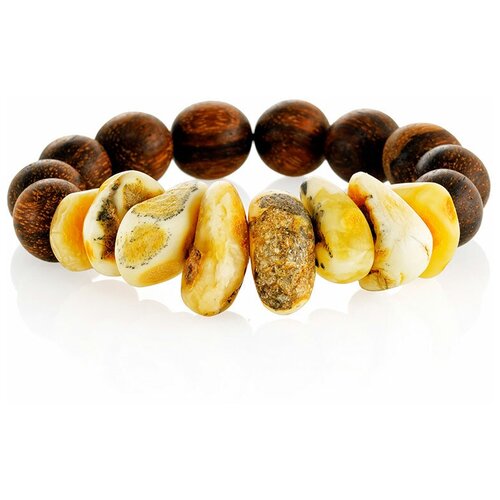 фото Amberholl необычный браслет в этническом стиле «куба» из янтаря и дерева