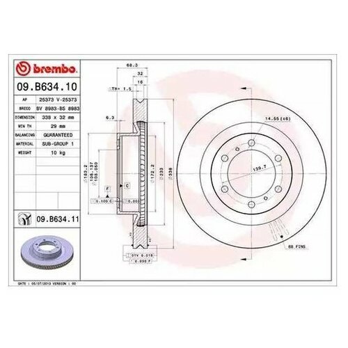 фото Тормозной диск brembo 09.b634.11 для lexus gx; toyota land cruiser prado