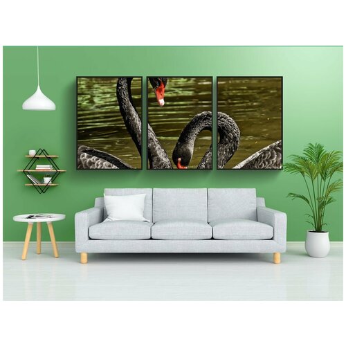 фото Набор модулных постеров для интерьера "лебедь, чернить, мало" 60x90 см. в тубусе, без рамки lotsprints