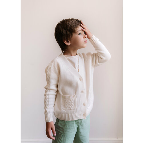 Кардиган MAMOUR enfants, размер 104-110, бежевый, белый кардиган zara cable knit темно синий