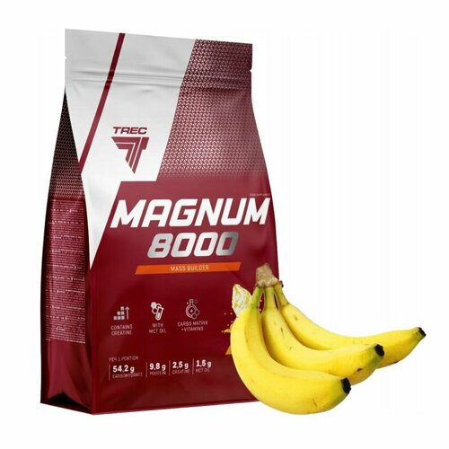 Гейнер для набора массы, 5450 гр, Trec Nutrition Magnum 8000, вкус банан гейнер для набора массы 5450 гр trec nutrition magnum 8000 вкус шоколад