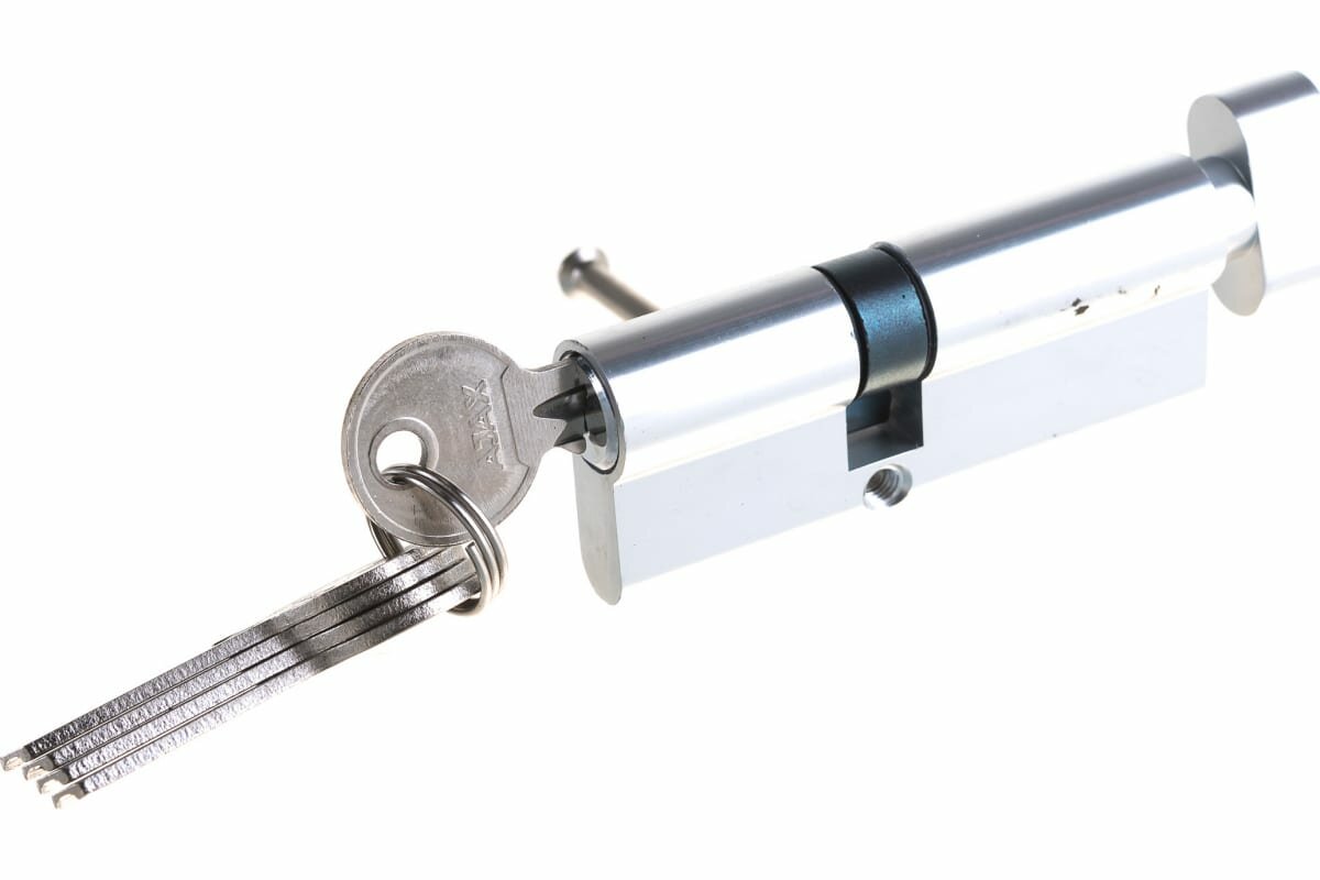 Комплектующие К Замкам Цилиндровый механизм Ajax (AX102) AX1002Knob80 (30+10+40) CP хром с вертушкой