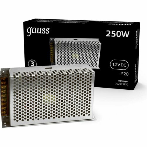 Блок питания Gauss LED STRIP PS 250W 12V gauss блок питания gauss led strip ps 12v 60w ip20 8a 202003060