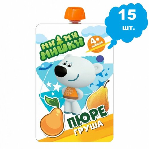 Пюре Ми-ми-мишки груша с 4 мес. пауч 90 гр, 15 шт. пюре фруктовое heinz natural фруктовый салатик с 6 месяцев 90 г