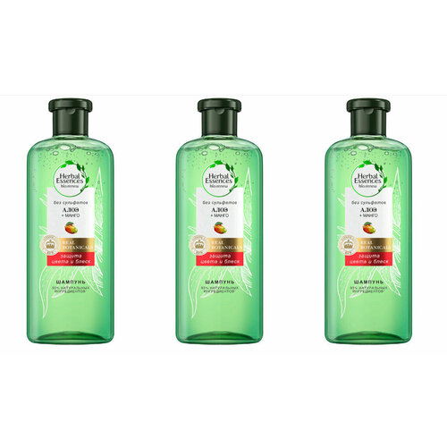 Herbal Essences Шампунь Защита цвета и блеск Алоэ и Манго 380мл,3 шт маска для волос алоэ и масло авокадо интенсивное питание herbal essences хербал эсенсес банка 450мл